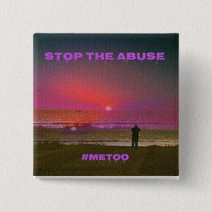 Overlay Beach Sunrise Silhouette #METOO Vierkante Button 5,1 Cm