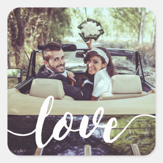 Overlay-foto van Love Script Vierkante Sticker (Voorkant)