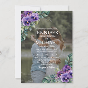 Overlay Portret Foto QR Viooltjes Bruiloft Kaart