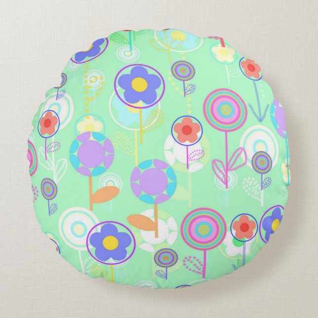 Overlayer Flowers Rond Kussen (Voorkant)
