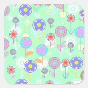 Overlayer Flowers Vierkante Sticker