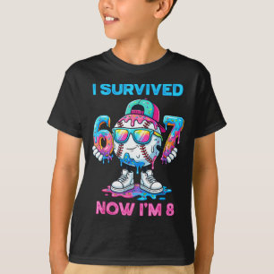 Overleefde 67 8 jaar oude honkbal jongens sport ki t-shirt