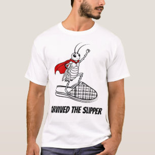 Overleefde de Pantoffel Grappige Kakkerlak Superhe T-shirt