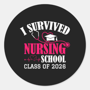 Overleefde de verpleegstersschool klas van 2026 ni ronde sticker
