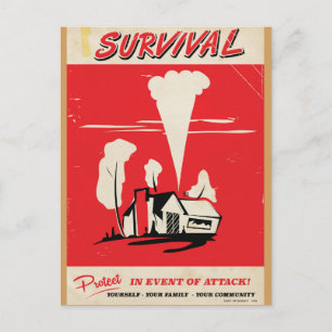 Overleven - Oude atoomveiligheids poster Briefkaart