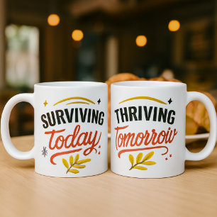 Overleven Vandaag & Voorspoedig Morgen Motivatieel Koffiemok