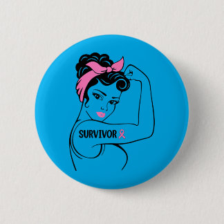 Overlevende borstkanker Rosie Riveter nk-bewustzij Ronde Button 5,7 Cm