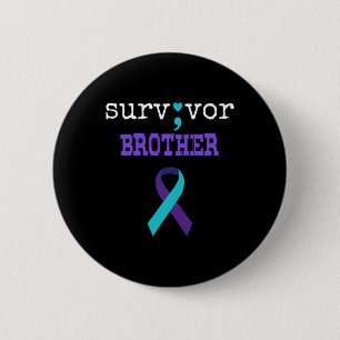 Overlevende Broer Semicolon Gift Zelfmoordpreventi Ronde Button 5,7 Cm