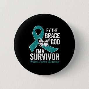 Overlevende eierstokkanker door Gods genade Blauwg Ronde Button 5,7 Cm