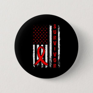Overlevende en win hartziekte Amerikaanse vlag bew Ronde Button 5,7 Cm