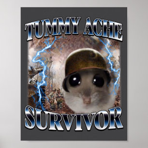 Overlevende Hamster met Buikpijn Meme Grappige Spr Poster
