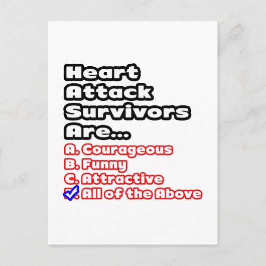 Overlevende hartaanval quiz briefkaart (Voorkant)