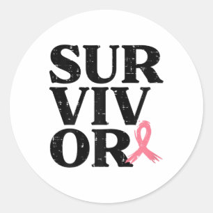 Overlevende Pink Ribbon Warrior borstkanker Awaren Ronde Sticker