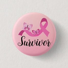 Overlevende roze borstkanker ronde button 3,2 cm