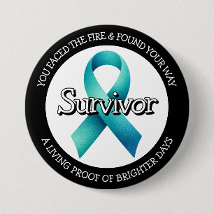 Overlevende SA Turquoise Bewustzijnslint Ronde Button 7,6 Cm