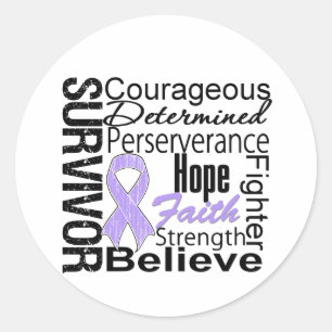 Overlevende Slogans Collage General Cancer Ronde Sticker