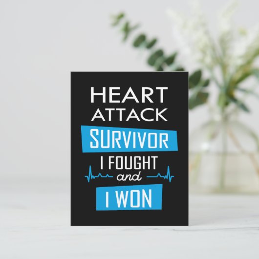 Overlevende van een hartaanval, ik vocht en ik won briefkaart (Staand voorkant)