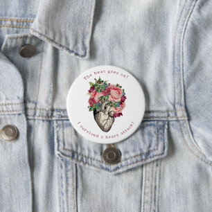 Overlevende van hartaanval ronde button 7,6 cm