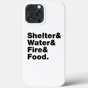 Overleving (Schuin & Water & Vuur & Voedsel). iPhone 13 Pro Max Hoesje