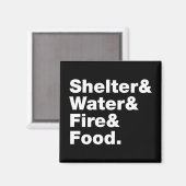Overleving (Schuin & Water & Vuur & Voedsel). Magneet (Voorkant / Achterkant)