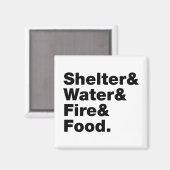 Overleving (Schuin & Water & Vuur & Voedsel). Magneet (Voorkant / Achterkant)