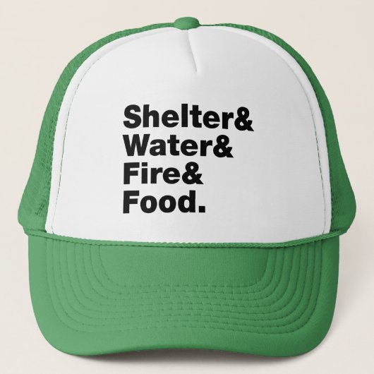 Overleving (Schuin & Water & Vuur & Voedsel). Trucker Pet (Voorkant)