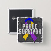 Overleving van bladerkanker vierkante button 5,1 cm (Voorkant /achterkant)