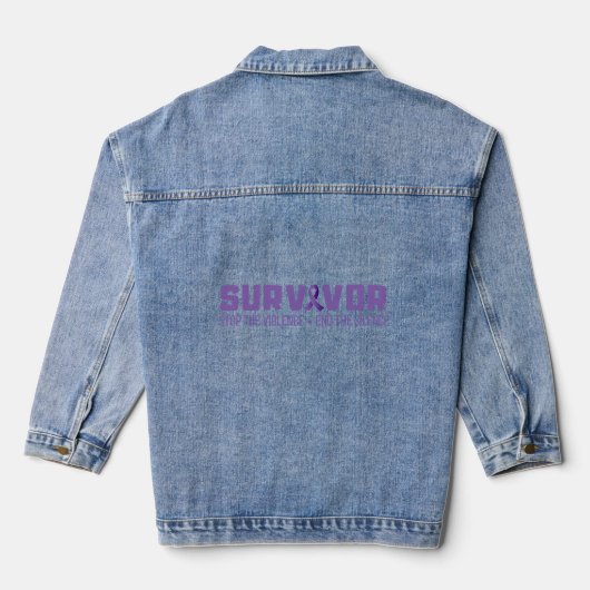 Overlevingsbewustzijn bij huiselijk geweld denim jacket (Achterkant)