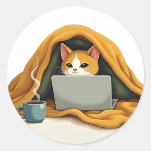Overlevingsmodus voor introverte katten Dekfort Hu Ronde Sticker