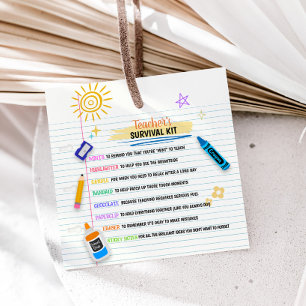 Overlevingspakket voor leerkrachten terug naar het bedankjes labels