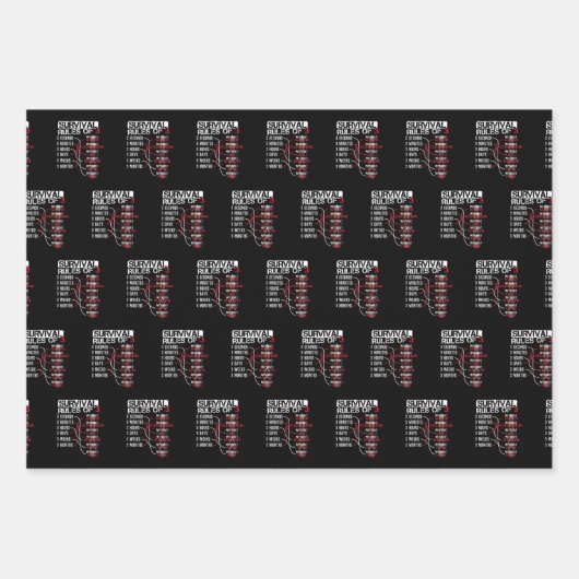 Overlevingsregels voor drie - Wilderness Quiz Inpakpapier Vel (Voorkant)