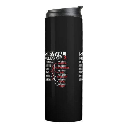 Overlevingsregels voor drie - Wilderness Quiz Thermosbeker (Gedraaid links)