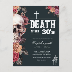Overlijden van haar 30s - 40th verjaardag uitnodig briefkaart