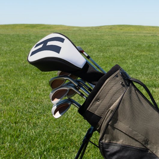Overmaats Initiaal minimalistisch zilver grijs en Golfheadcover (Insitu)