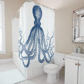 Overmaats Octopus Blue, omhoog Douchegordijn (In situ)