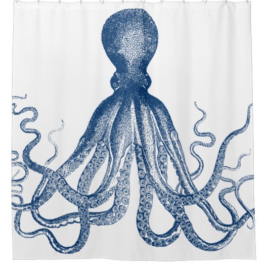 Overmaats Octopus Blue, omhoog Douchegordijn (Voorkant)