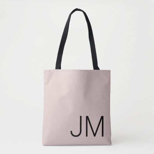 Overmaatse Monogrammen Initialen Blush Pink Black Draagtas (Voorkant)