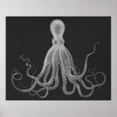 Overmaatse Octopus Triptych Afdrukken in grijs Poster (Voorkant)