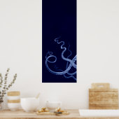 Overmaatse Octopus Triptych I Afdrukken in blauw Poster (Keuken)