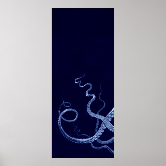 Overmaatse Octopus Triptych I Afdrukken in blauw Poster (Voorkant)