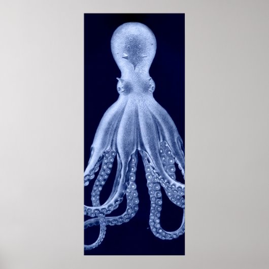 Overmaatse Octopus Triptych II Afdrukken in blauw Poster (Voorkant)