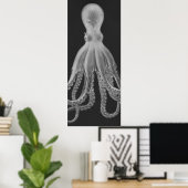 Overmaatse Octopus Triptych II Afdrukken in grijs Poster (Thuiskantoor)