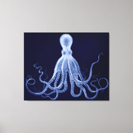 Overmaatse Octopus Triptych in Blauw Canvas Afdruk