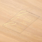 Overmaatse Script Monogram Transparant Acryl Uitnodigingen (Laagn)