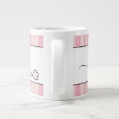 Overmaatse vogelroze streep gepersonaliseerd extra grote beker (Achterkant)