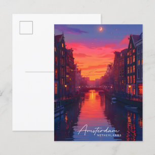 Overnachting in Amsterdam Nederland Reizen Briefkaart