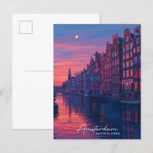 Overnachting in Amsterdam Nederland Reizen Briefkaart