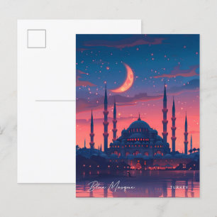 Overnachting in Blauwe Moskee Turkije Reizen Briefkaart