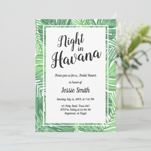 Overnachting in Havana Bruids Douche Uitnodiging H (Staand voorkant)