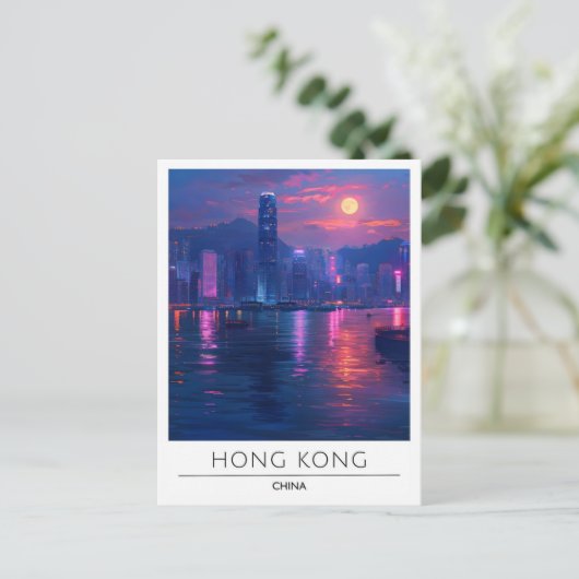 Overnachting in Hong Kong China Reizen Briefkaart (Staand voorkant)